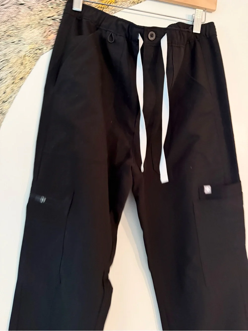 Figs Cairo Black Scrub Pants with Drawstring S